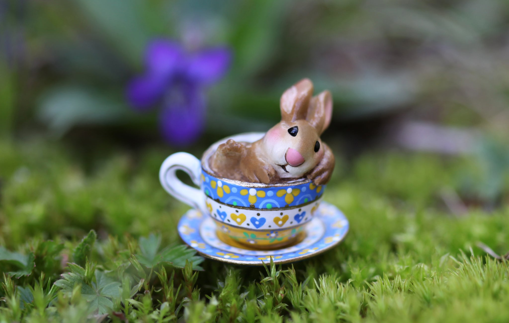 HIGHLY EMBELLISHED UKRAINE FUNDRAISER TEACUP BUNNY