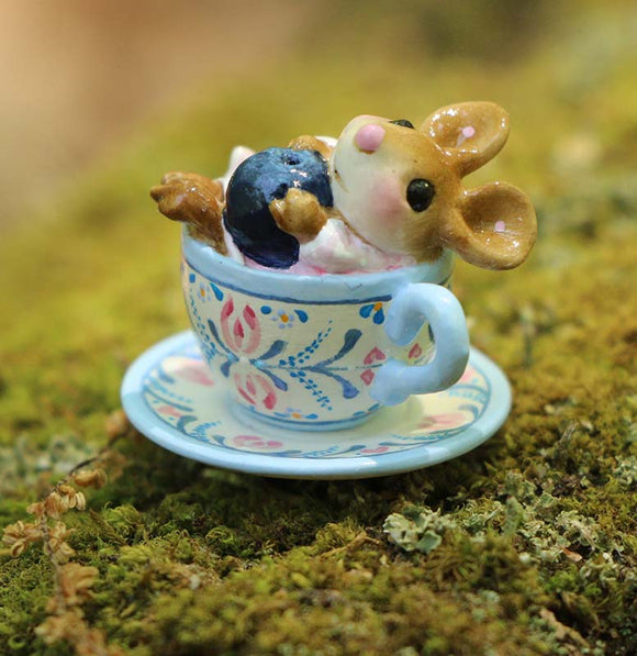 Highly Embellished Blueberry Summer Teacup (Sweet Tea Mouse)