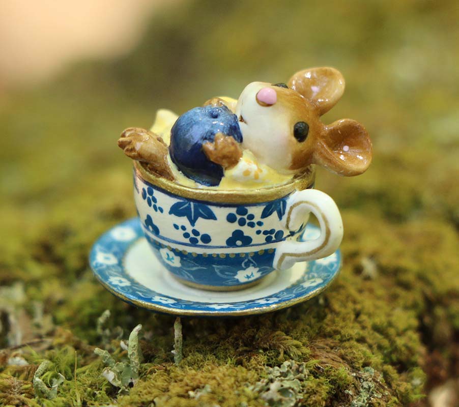 Highly Embellished Blueberry Summer Teacup (Sweet Tea Mouse)