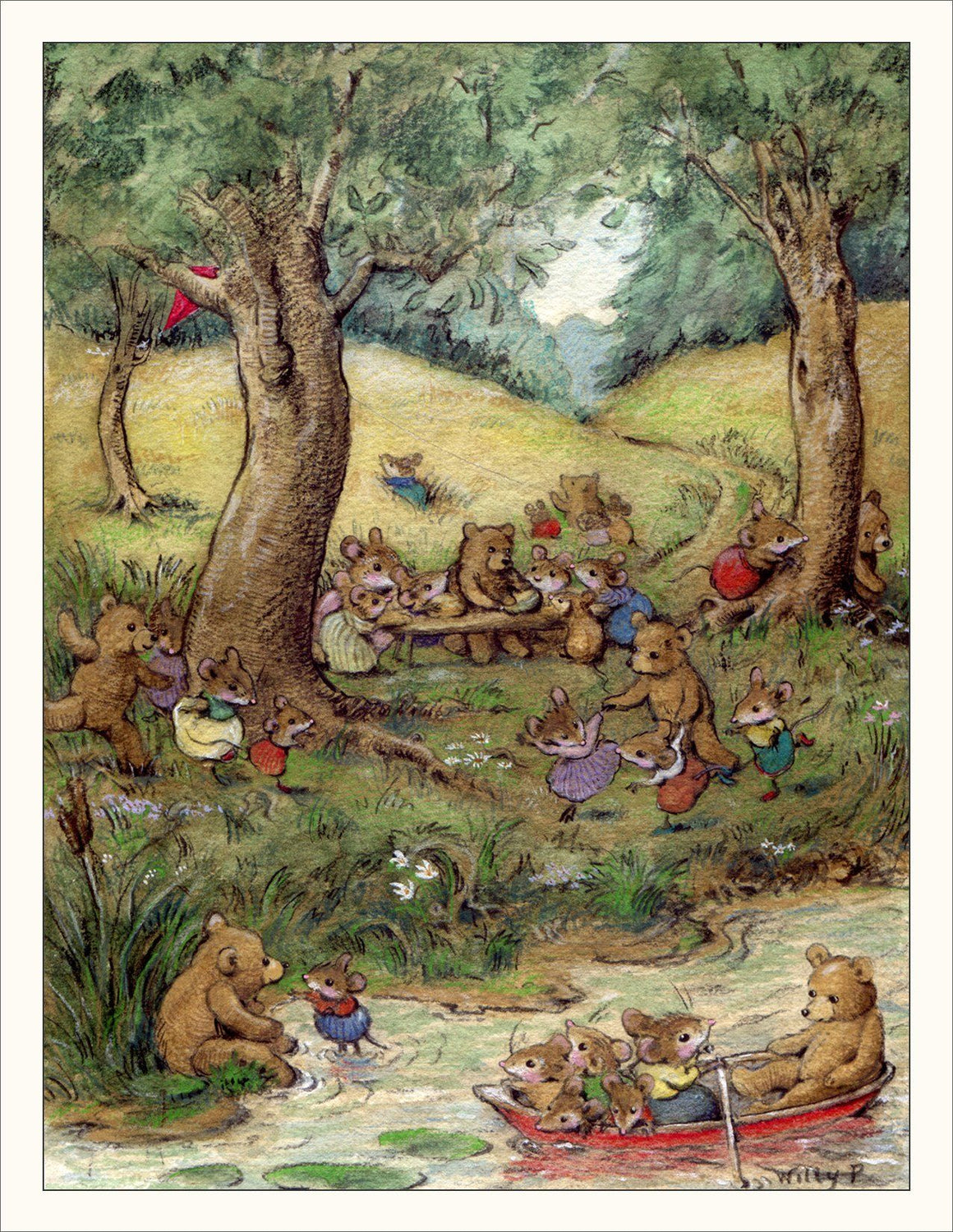 Bear Picnic Illustration Note Card