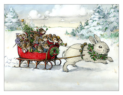 Bunny Sleigh Note Card