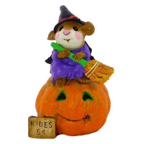 Witch Mouse on a Pumpkin