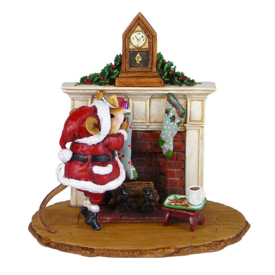 Santa Claus Mouse at Fireplace