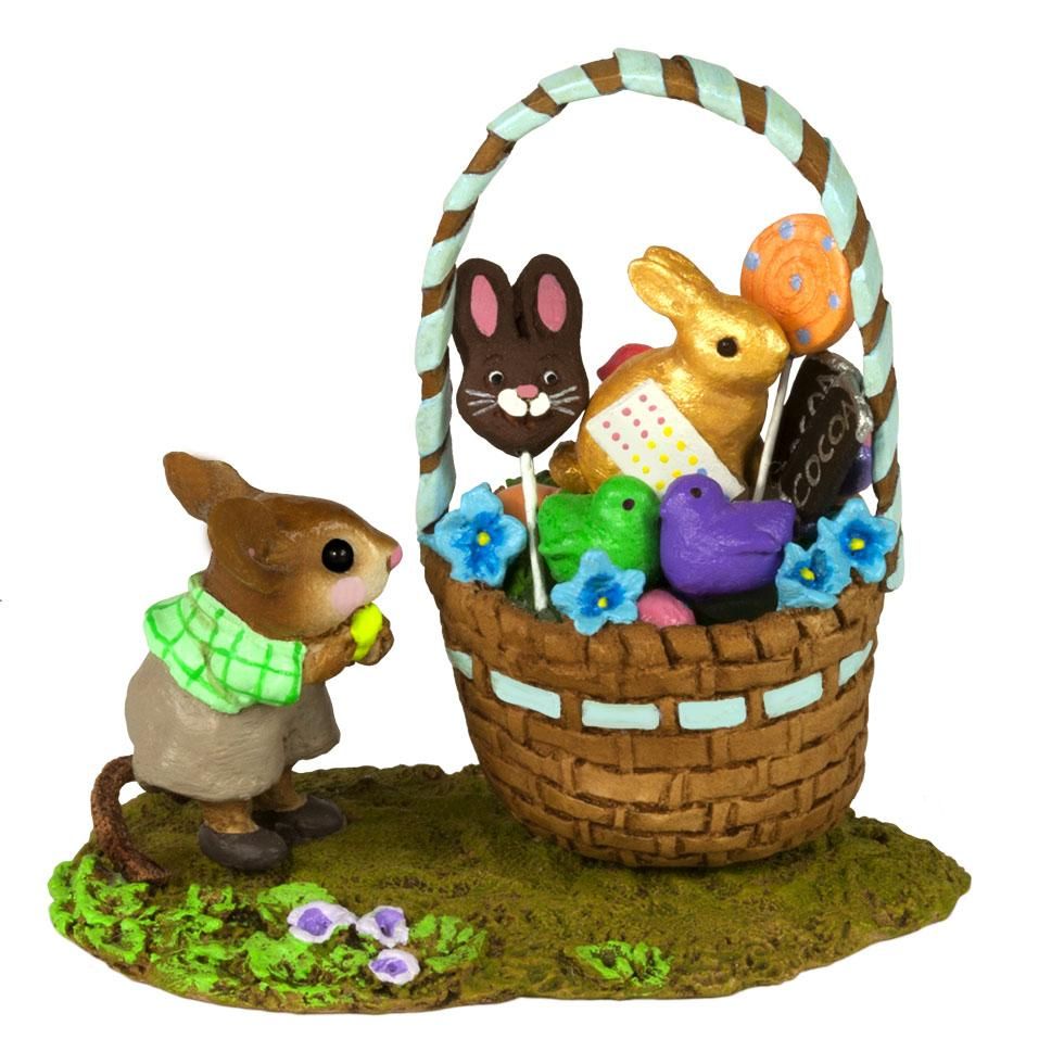 A Little Boy Mouse with His Easter Basket