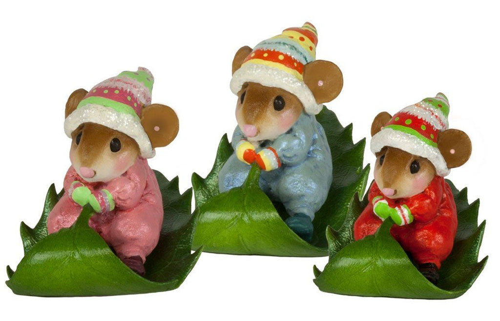 Mouse Bobsledding on a Holly Leaf
