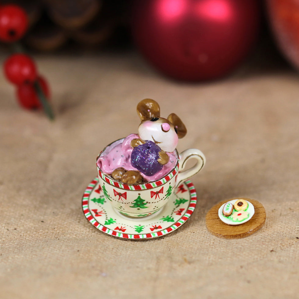 Highly Embellished Christmas Teacup Mouse