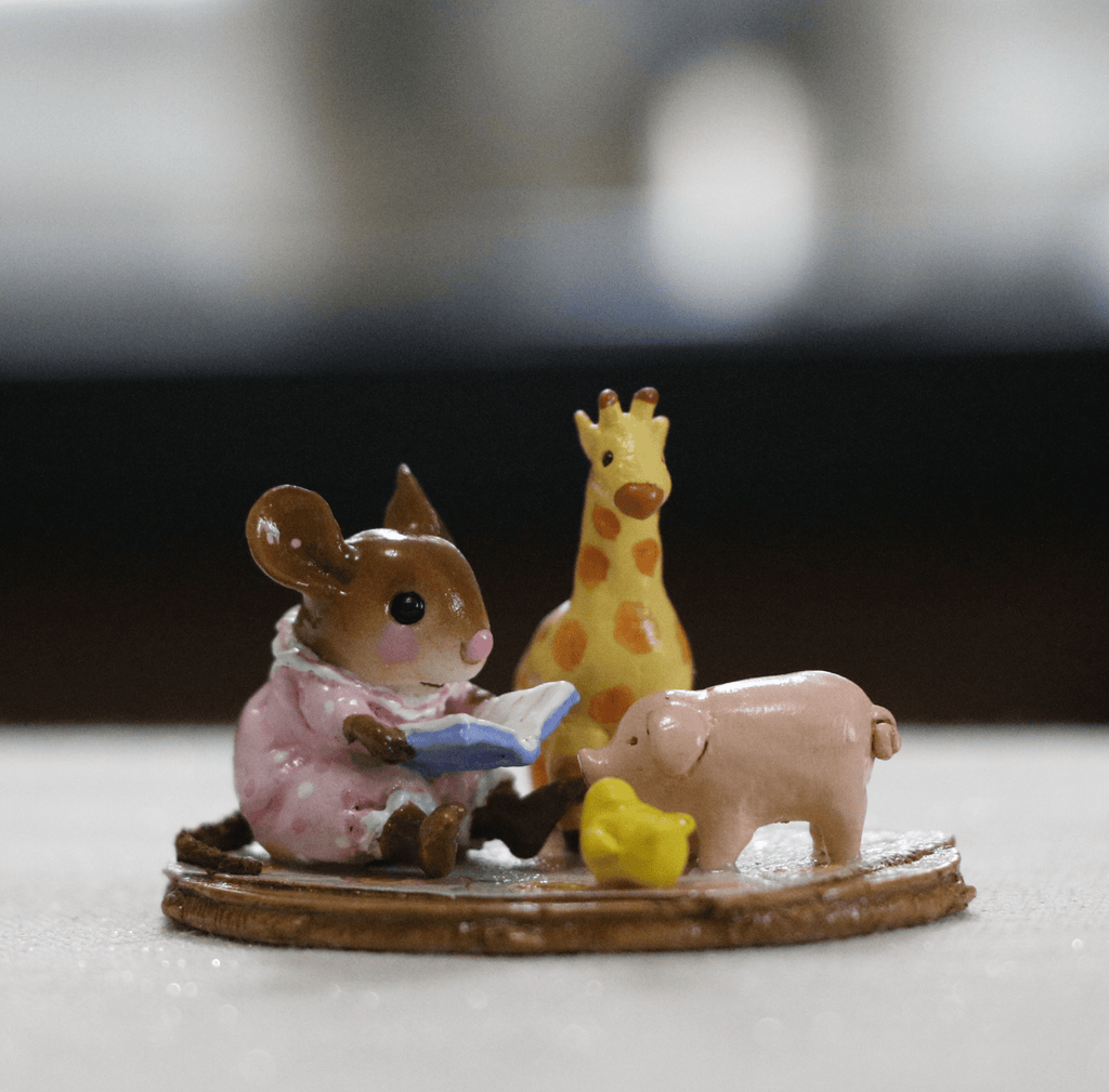 Mouse Reading to Her Stuffed Animals